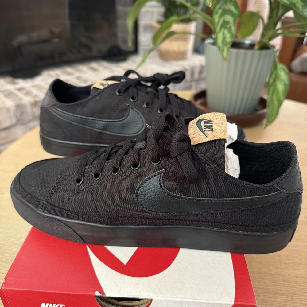 Size 7 - Nike Court Legacy Canvas Black Cork